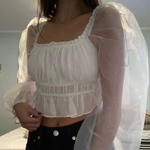 Organza Puff Sleeve Blouse
